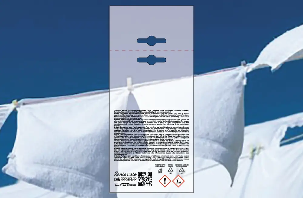 Šablona pro personalizované balení osvěžovače do auta, vůně:﻿Chuť čistoty